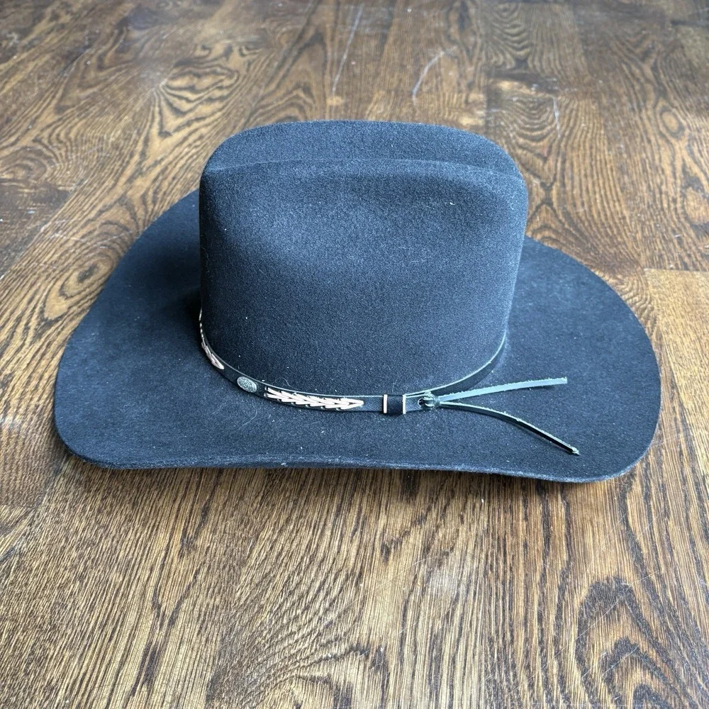 Rodeo King Size 7 Long Oval 3X Wool Blend Black Cowboy Hat Western USA Felt
